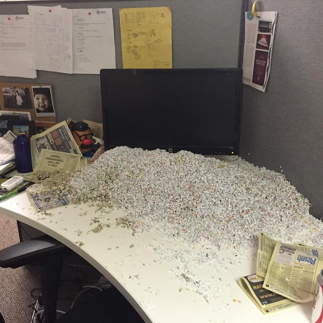 I found the paper shredder bin.
